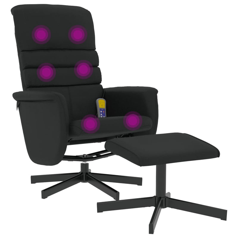 Fauteuil inclinable de massage avec repose-pied noir similicuir