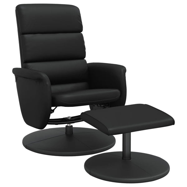 Fauteuil inclinable avec repose-pied noir similicuir