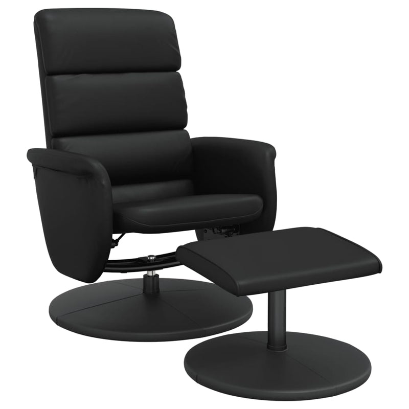 Fauteuil inclinable avec repose-pied noir similicuir