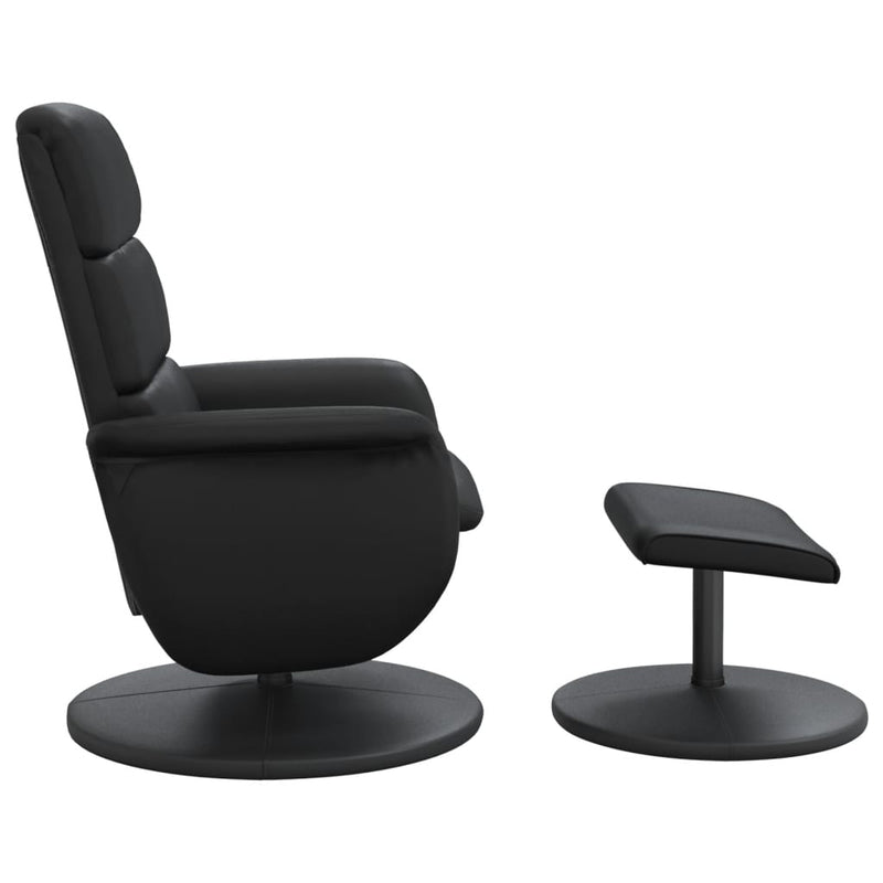 Fauteuil inclinable avec repose-pied noir similicuir