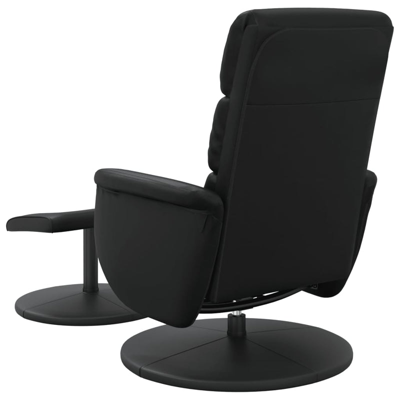 Fauteuil inclinable avec repose-pied noir similicuir