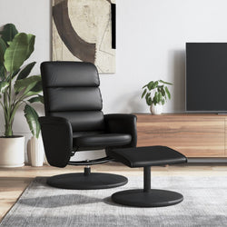 Fauteuil inclinable avec repose-pied noir similicuir