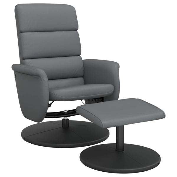 Fauteuil inclinable avec repose-pied gris similicuir