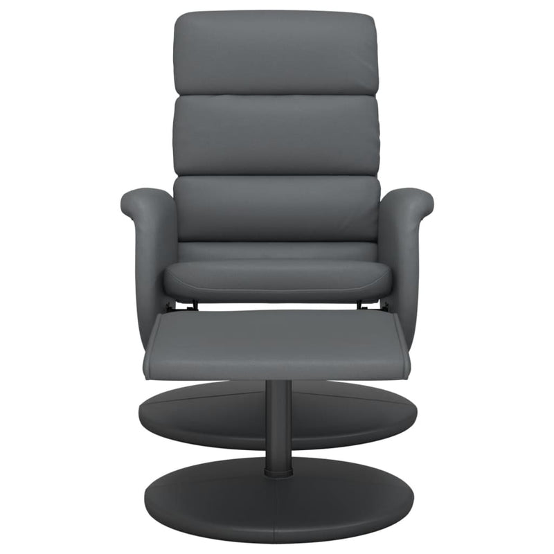 Fauteuil inclinable avec repose-pied gris similicuir