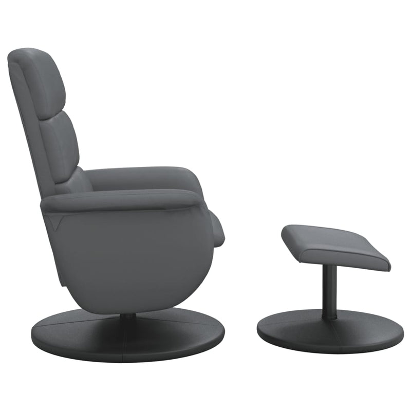 Fauteuil inclinable avec repose-pied gris similicuir