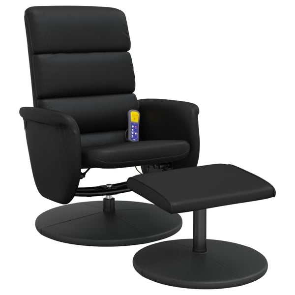 Fauteuil inclinable de massage avec repose-pied noir similicuir