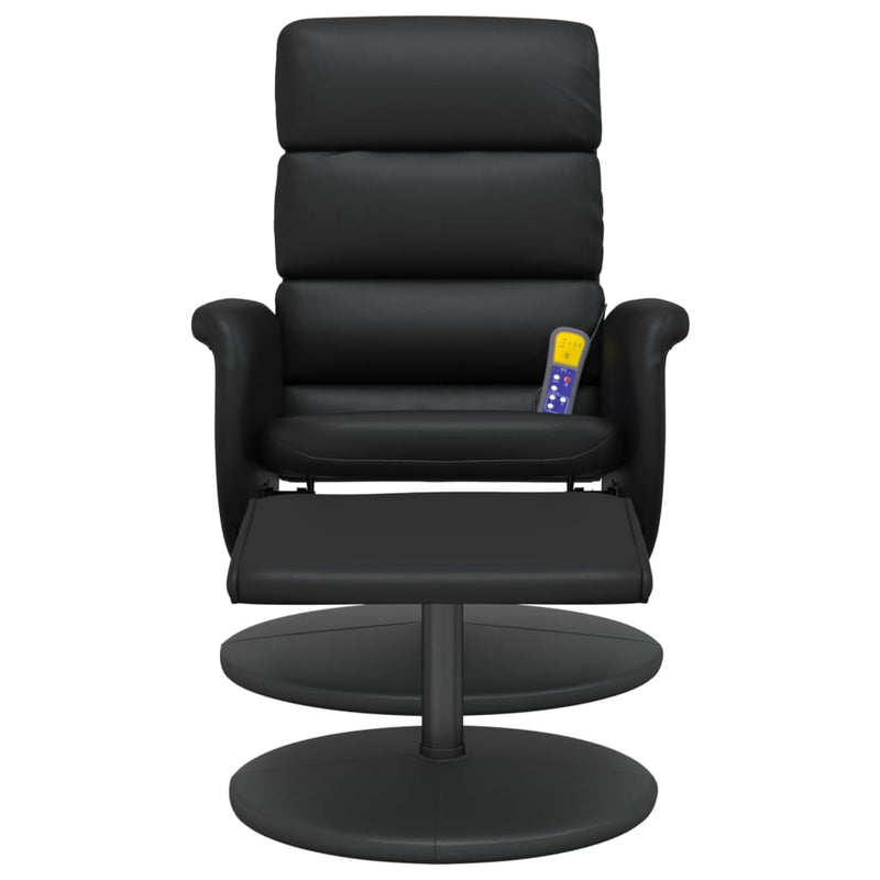 Fauteuil inclinable de massage avec repose-pied noir similicuir