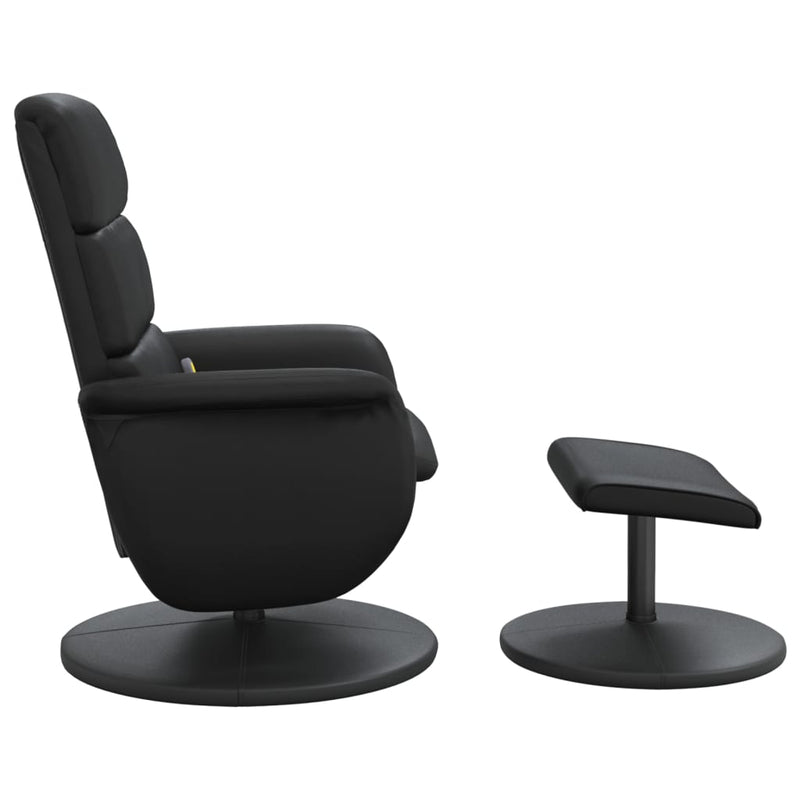 Fauteuil inclinable de massage avec repose-pied noir similicuir