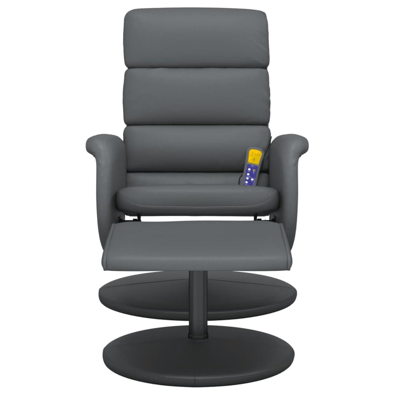 Fauteuil inclinable de massage avec repose-pied gris similicuir