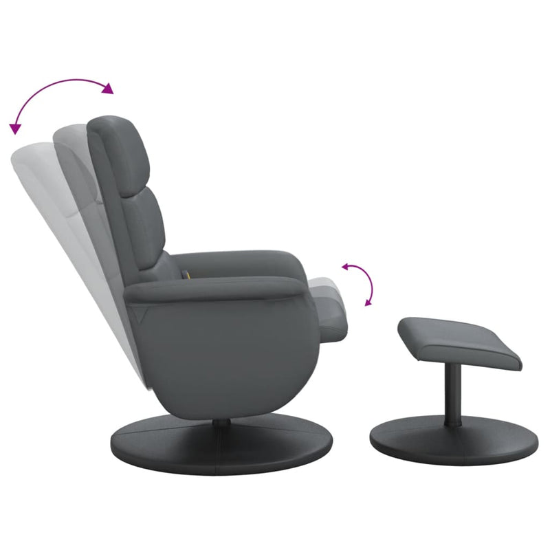 Fauteuil inclinable de massage avec repose-pied gris similicuir