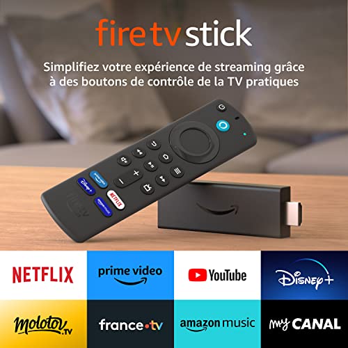 Amazon Fire TV Stick avec télécommande vocale Alexa (avec boutons de contrôle de la TV) | Appareil de streaming HD