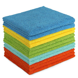 AIDEA Lot de 12 Chiffons de Nettoyage en Microfibre, Torchons Lavette Microfibre Ménage Plus Doux, Plus Absorbants, Non Pelucheux, pour Maison, Cuisine, Voiture, Cenêtres e Vitre 30 x 30cm